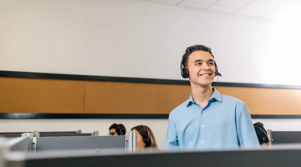 Recruitment team interviewing candidates for call center outsourcing company