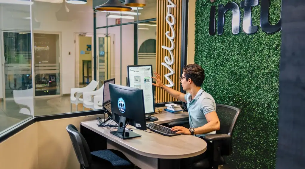 Business consultant reviewing intellectual property compliance for nearshore IT outsourcing