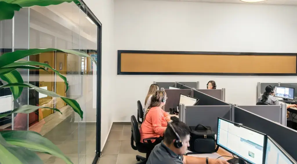 Inbound call center agents in Mexico handling customer service inquiries
