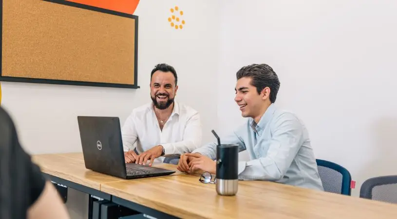 Co-workers having fun during a training session