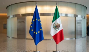 Mexico and the European Union Flags Illustration