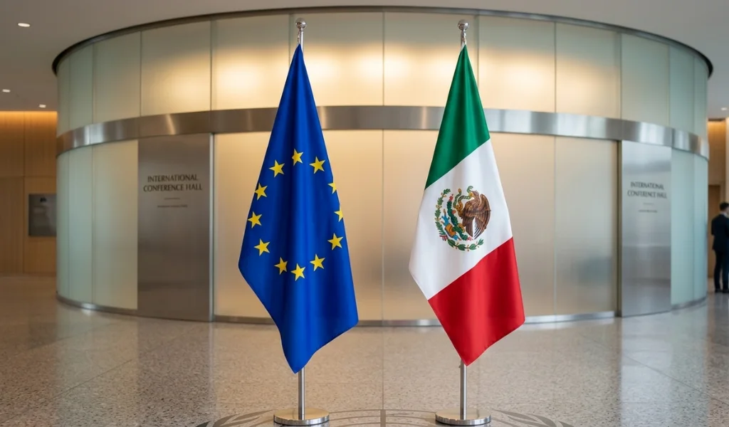 Mexico and the European Union Flags Illustration